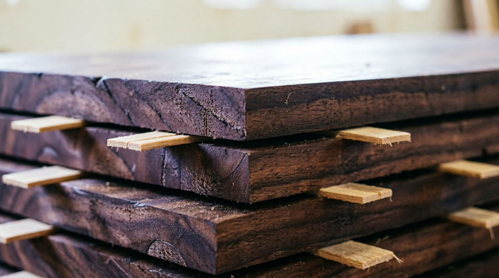 Stack of black walnut lumber